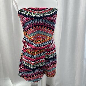 Colorful Geometric Strapless Romper
